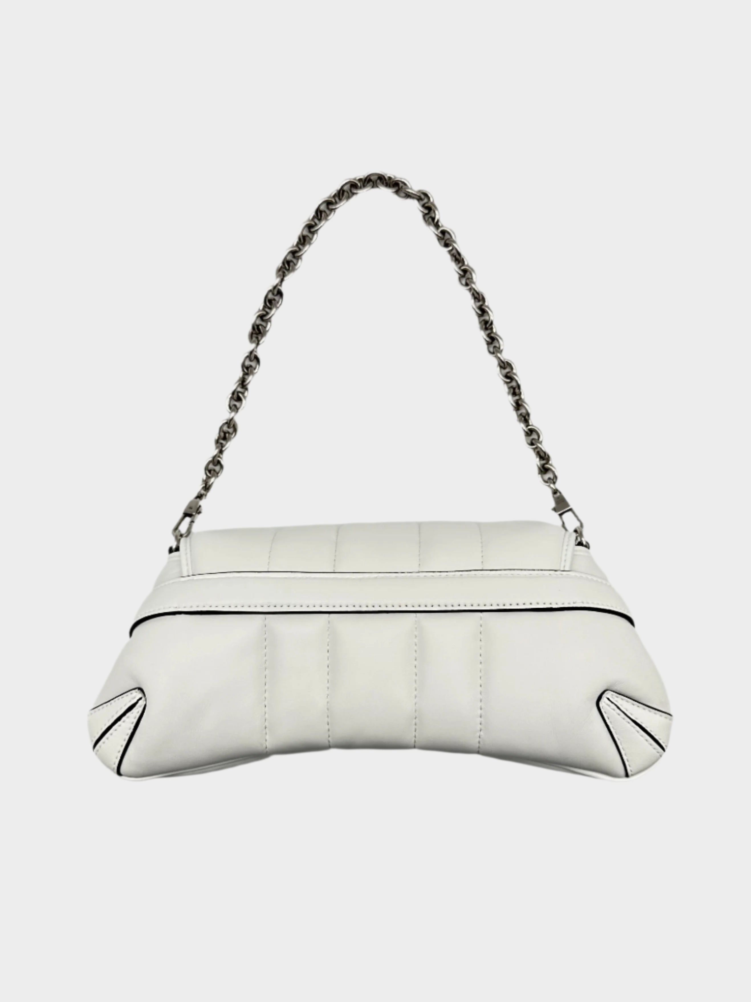 Horsebit Chain White Shoulder Bag