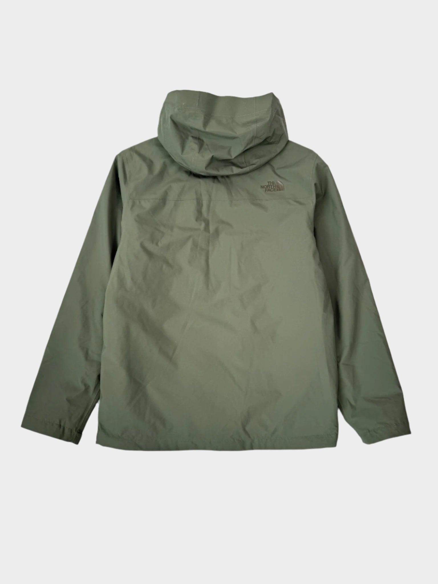 Giacca Impermeabile Verde Con Cappuccio E Logo