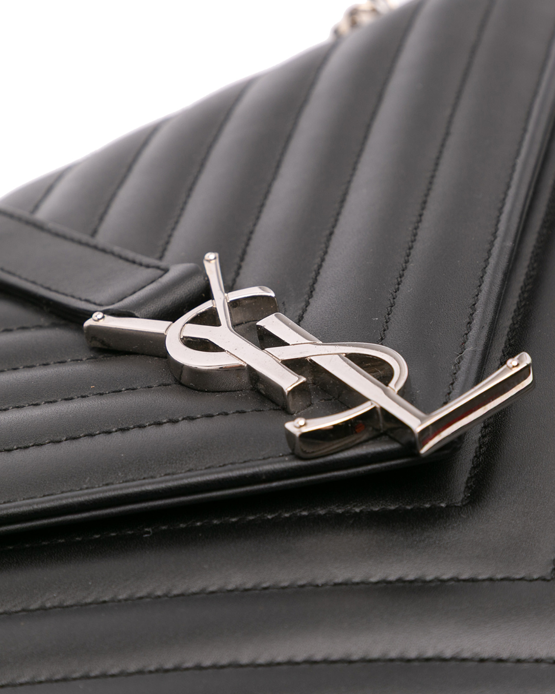 Borsa In Pelle Chevron Con Logo YSL Argento