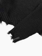 Black Destroyed Effect Knit Sweater -  | dBlank