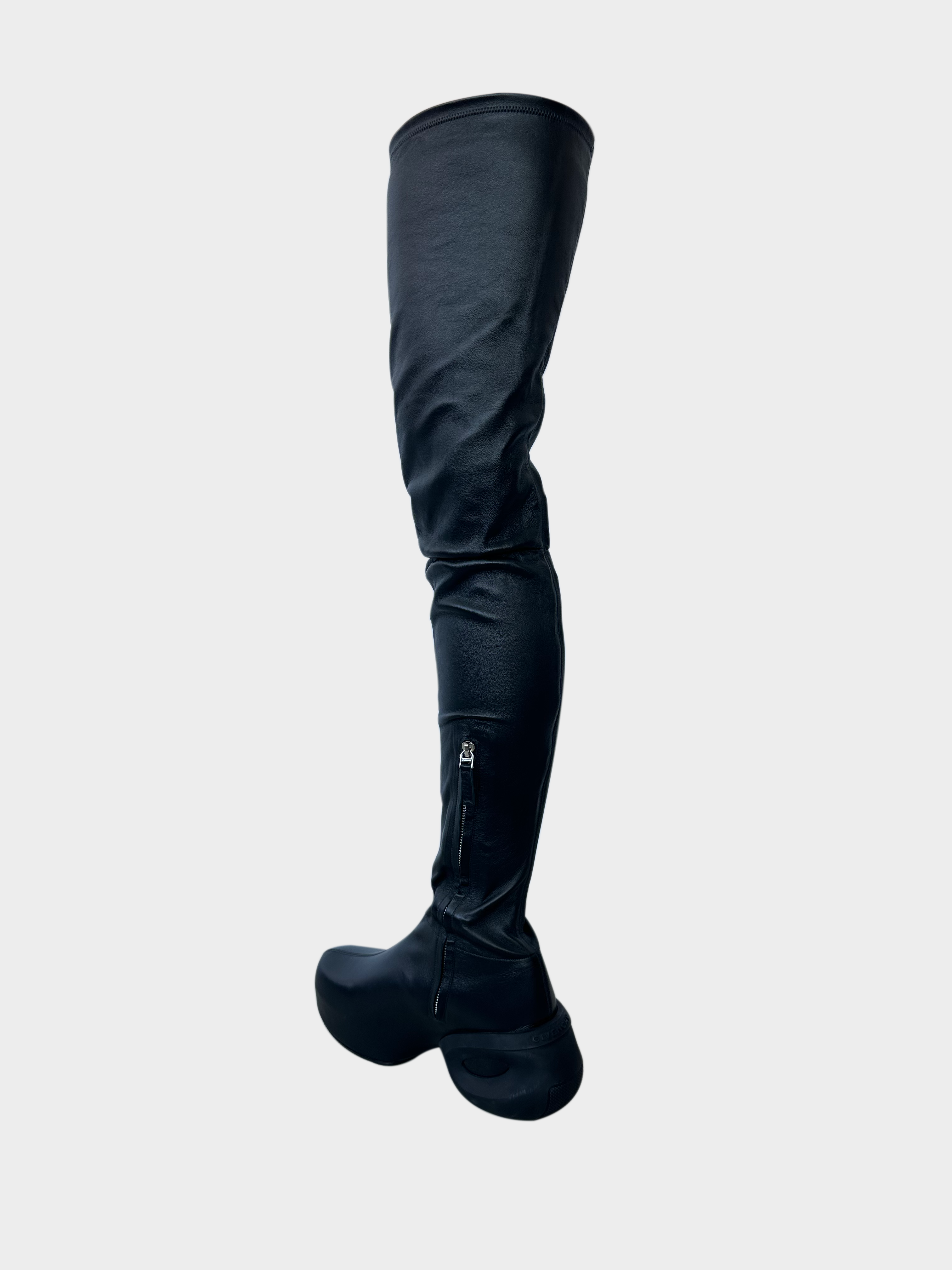 Over The Knee Boots In Matte Black Leather