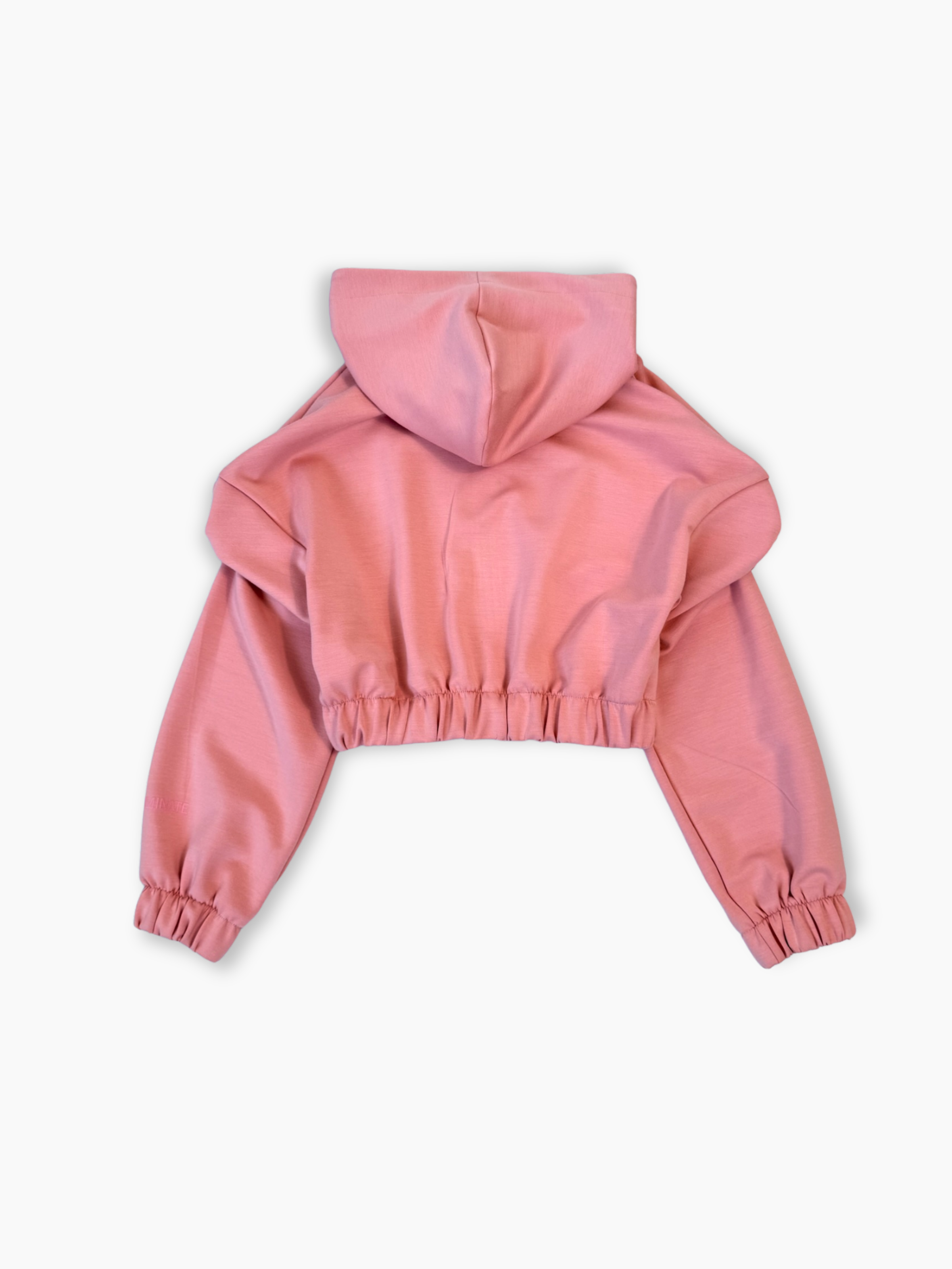 Felpa Rosa Con Zip E Cappuccio