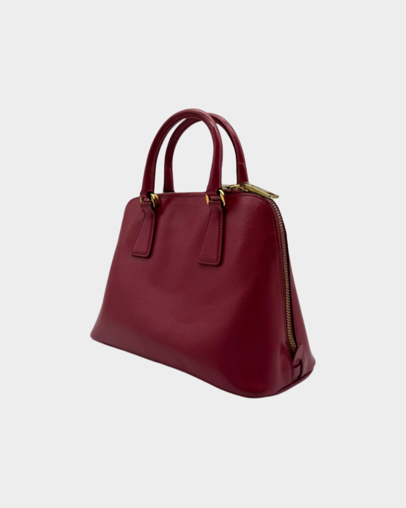 Borsa Prada In Pelle Saffiano Rosso Lampone Con Tracolla E Logo Oro