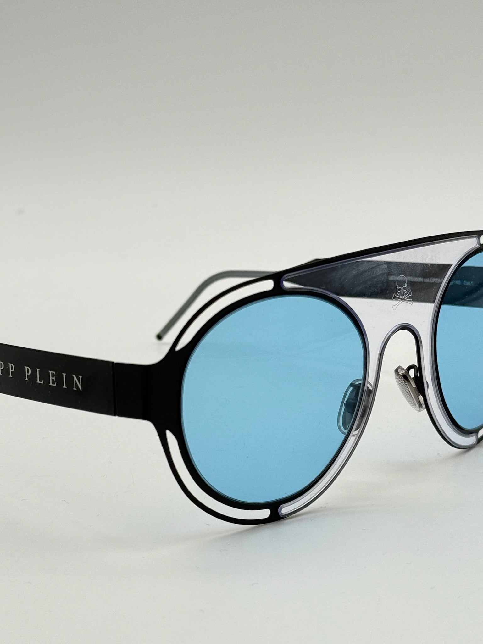 Black Glasses With Clear Blue Lenses