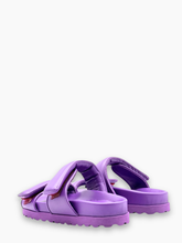 Purple Leather Sandals With Double Strap -  | Qlhype