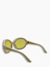 Yellow Sunglasses with Cream Frame and Blue Crystals -  | Qlhype