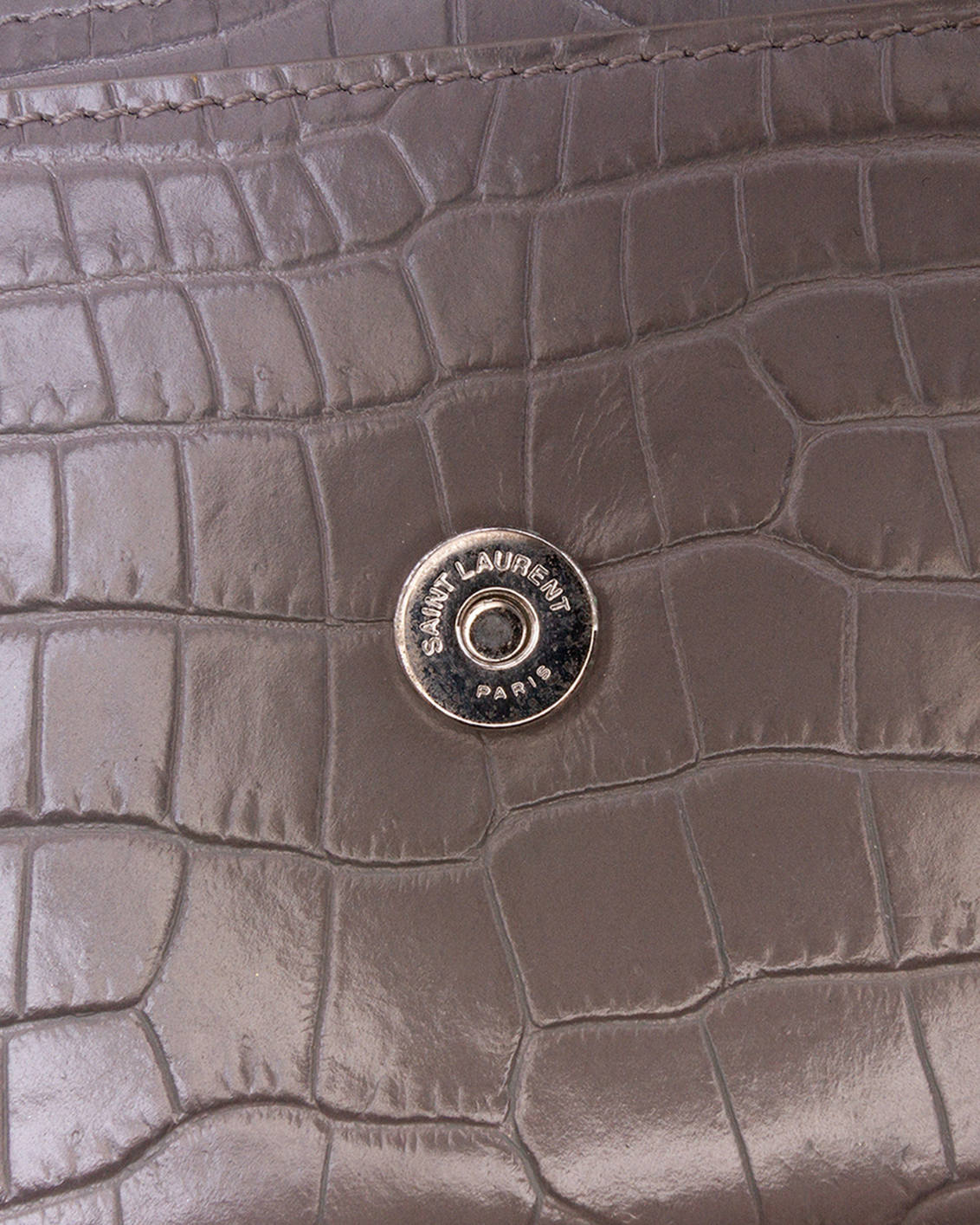 Borsa In Pelle Grigia Effetto Coccodrillo Con Logo YSL