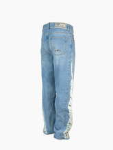 Pantaloni Ripped Wide Laser Denim - Blu | Qlhype