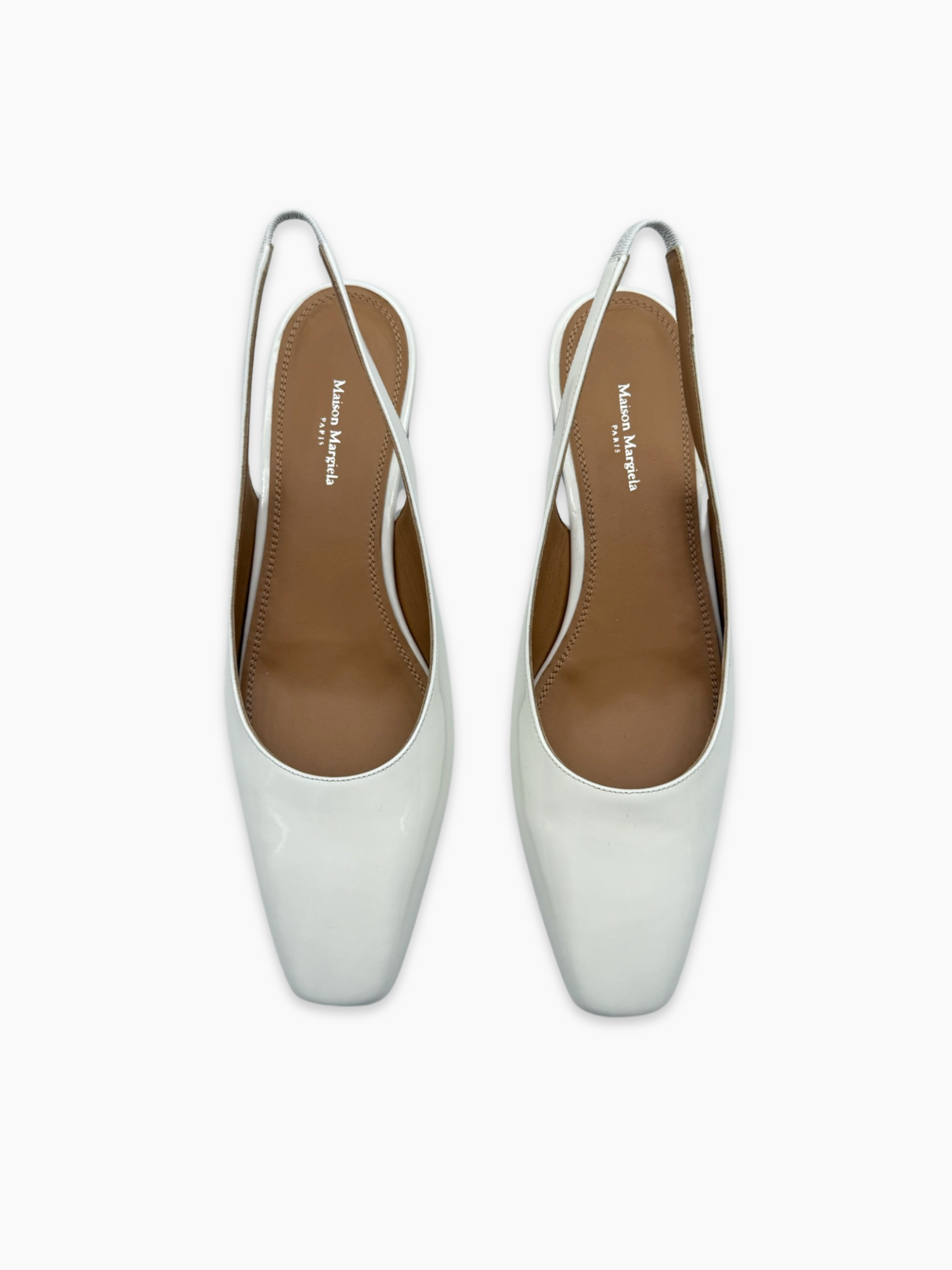 Slingback Bianche In Vernice
