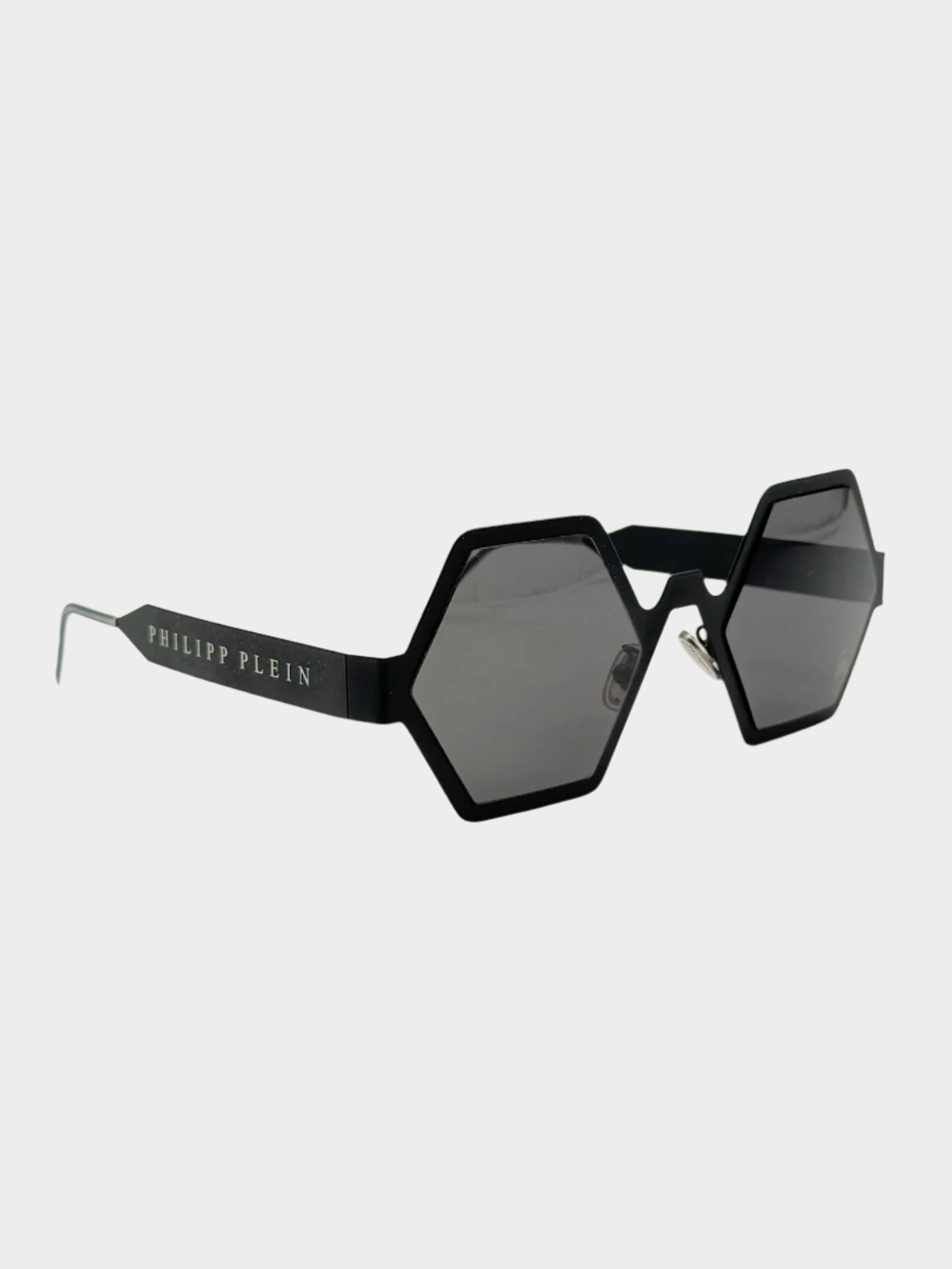 Black Hexagonal Glasses With Gray Lenses