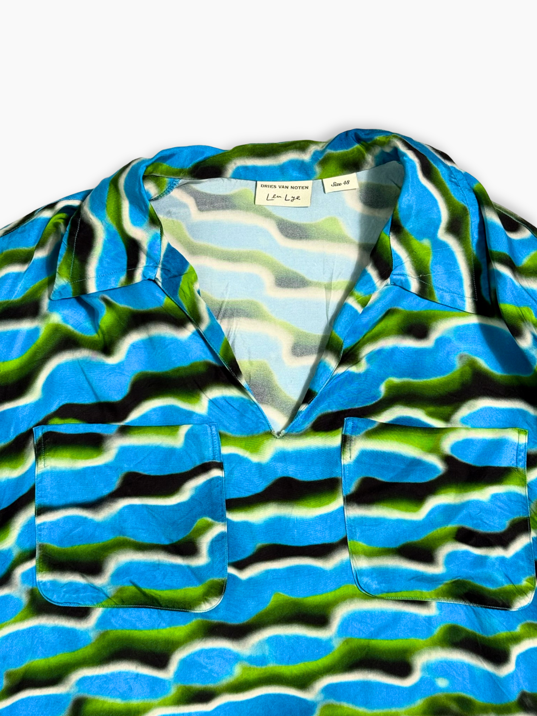 Camicia Multicolor Azzurra Con Stampa Onde