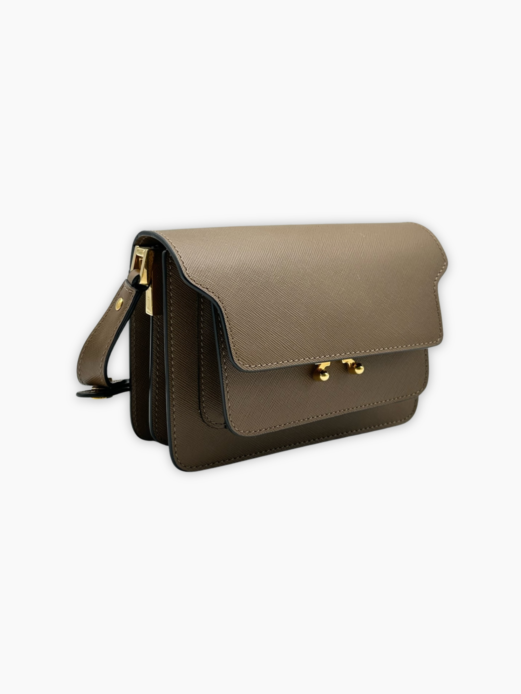 Borsa Trunk In Pelle Saffiano Tortora