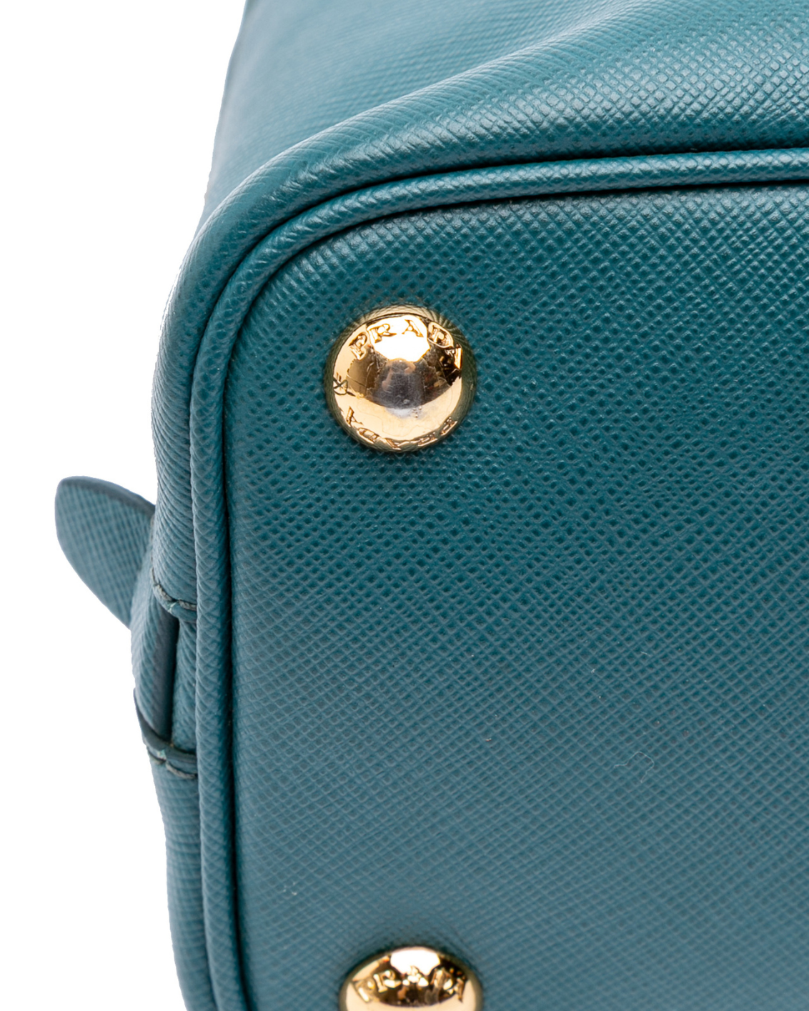 Borsa Prada In Pelle Saffiano Turchese Con Tracolla E Logo Oro
