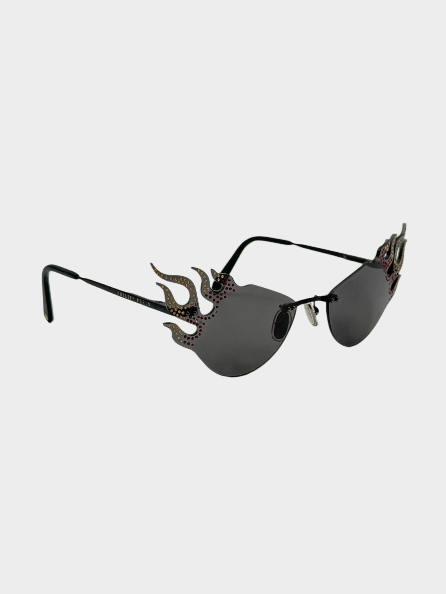 Black Glasses With Flame Lenses With Rhinestones