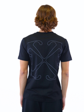 T-shirt Nera Con Logo Off Frontale E Frecce Ricamate Sul Retro - Nero | dBlank
