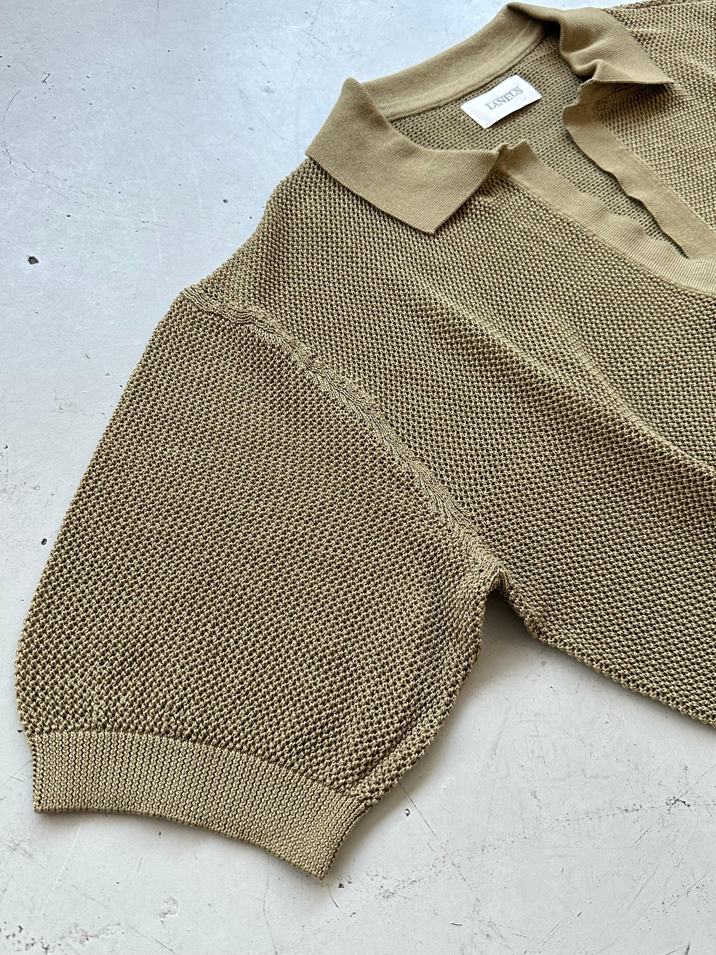 Cropped Mesh Polo Green