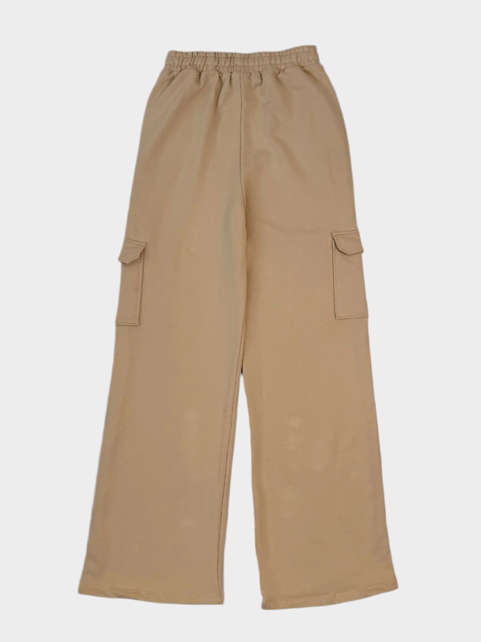 Beige palazzo sweatpants with side pockets