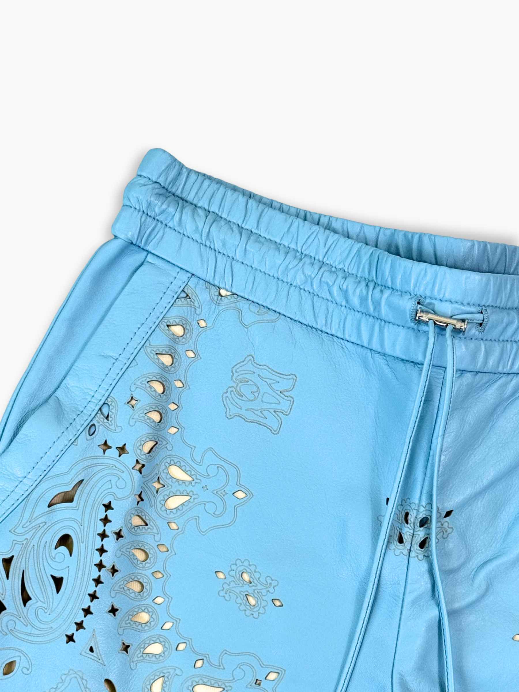 Shorts Azzurri In Pelle