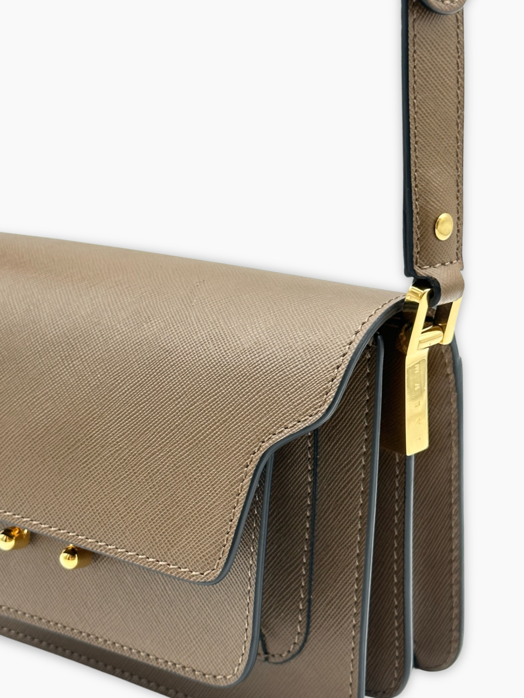 Borsa Trunk In Pelle Saffiano Tortora
