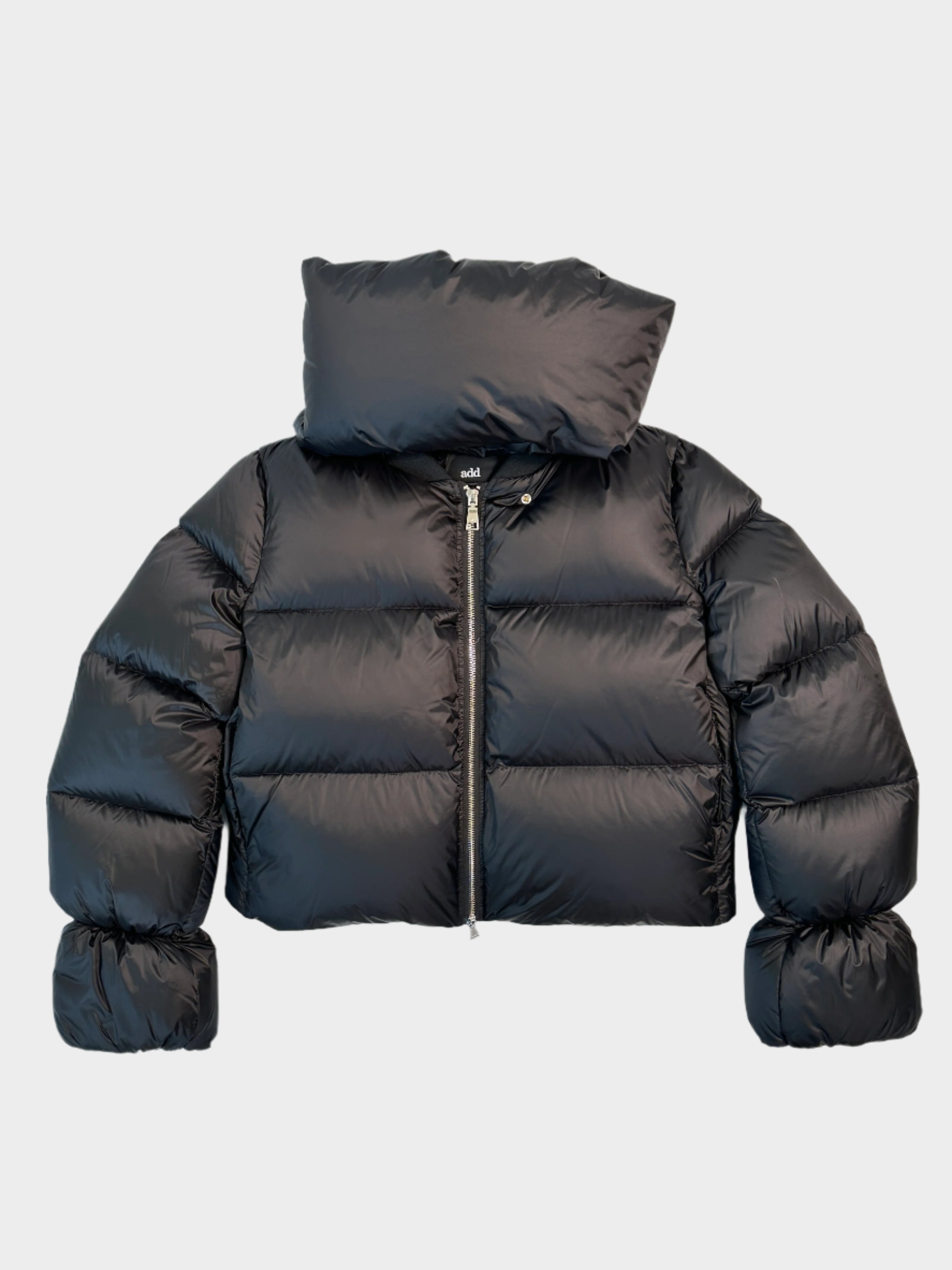 Noir Detachable Scarf Down Jacket