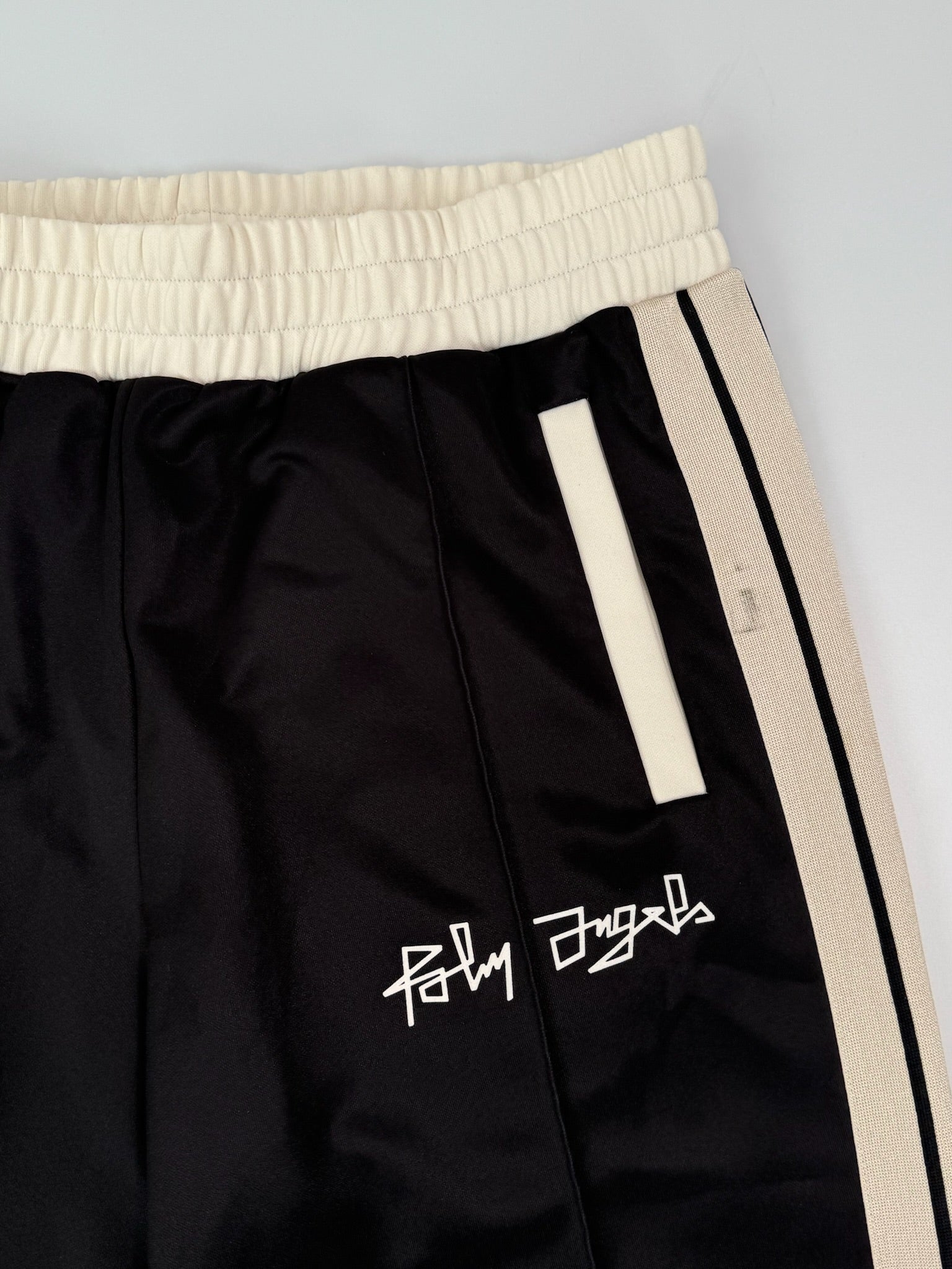Pantaloni Tuta Neri Con Banda Laterale Beige