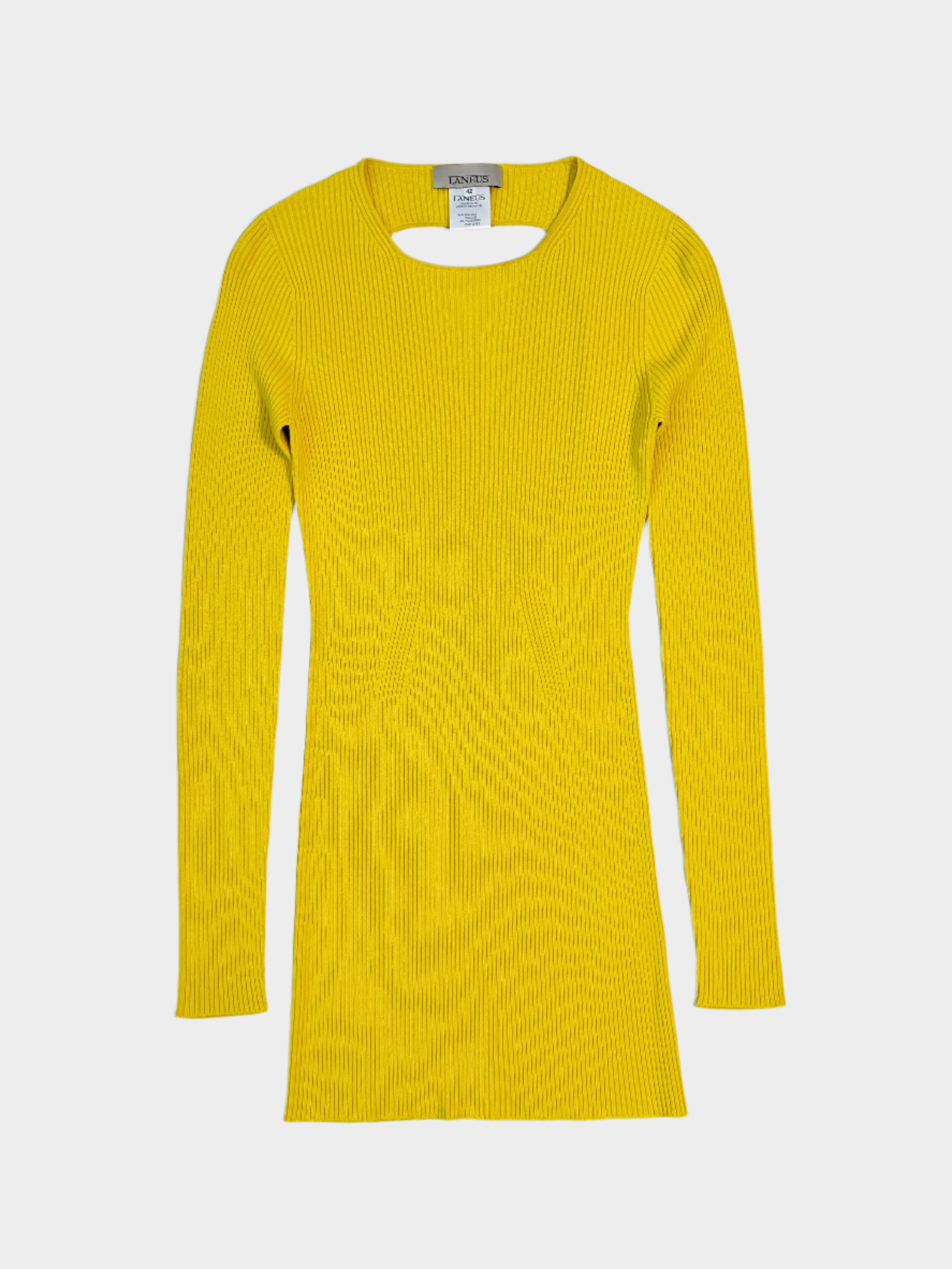 Laneus, abito maglia, abito lungo, abito giallo, moda estate, made in Italy