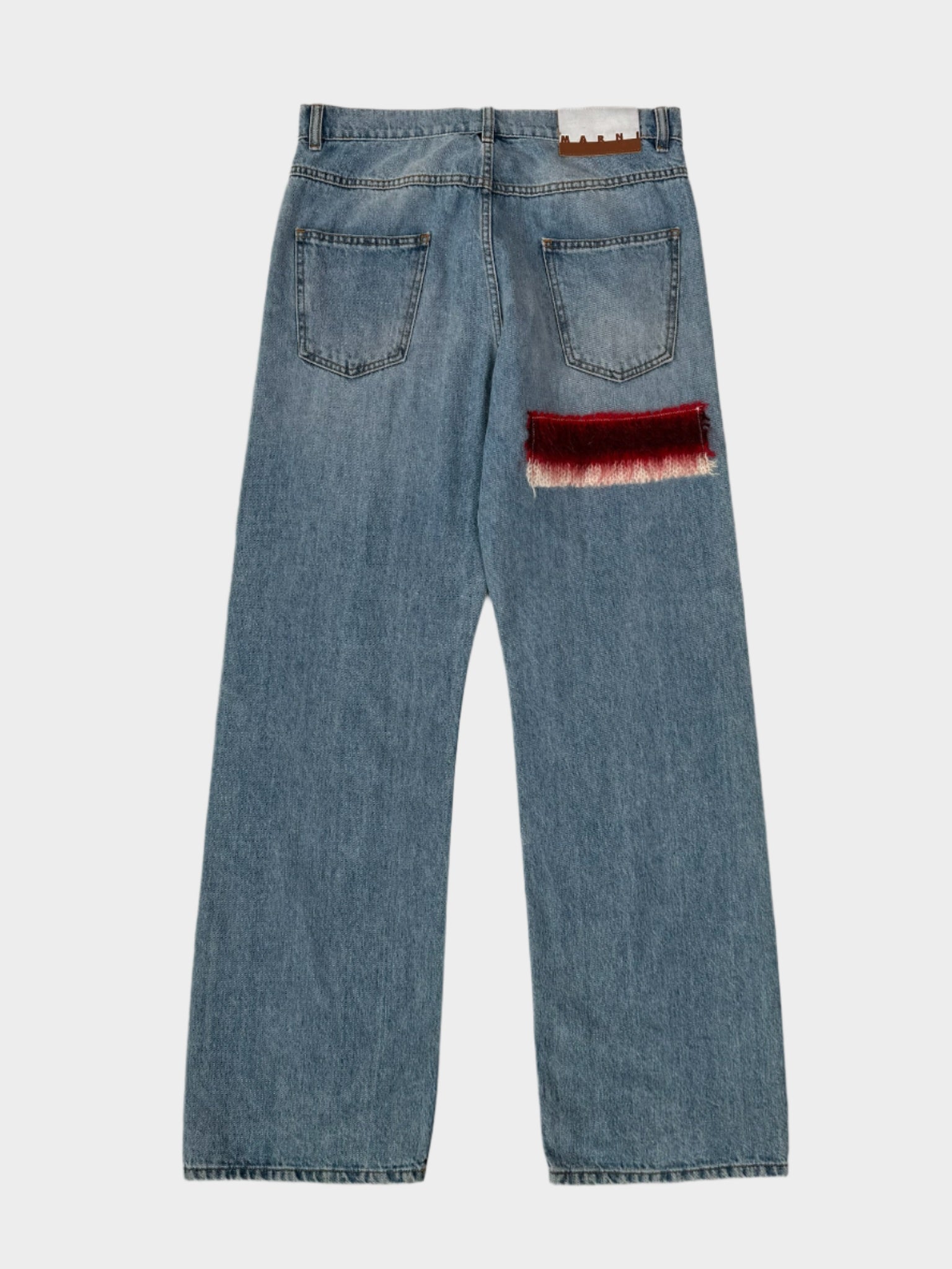 Jeans A Gamba Dritta Con Inserti In Maglia Multicolor