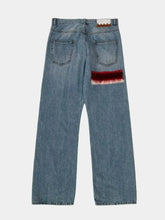 Straight Leg Jeans With Multicolor Knit Inserts -  | dBlank