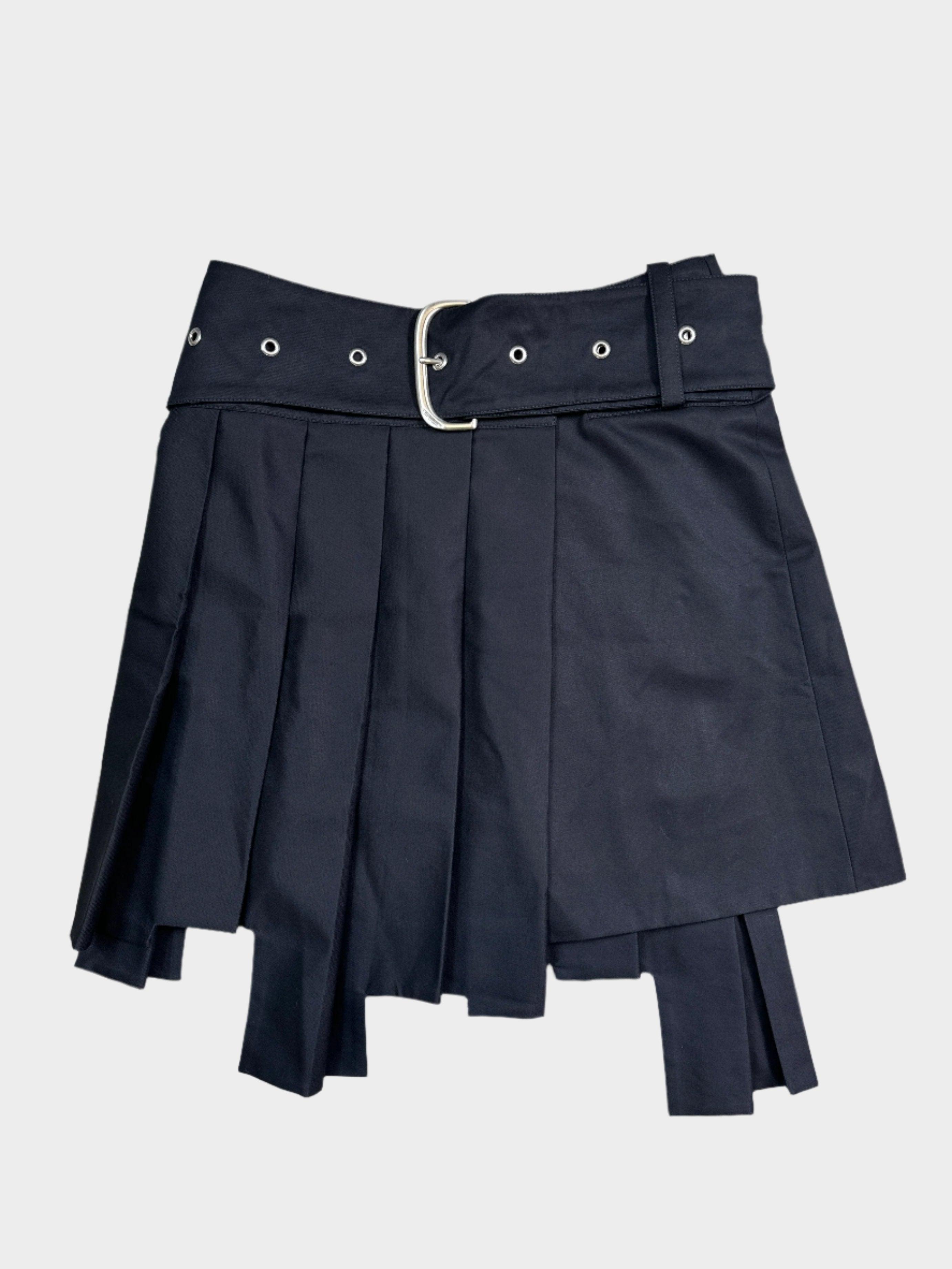 Belted Pleated Miniskirt 