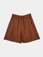 Brown Cotton Bermuda Shorts With Elastic Waist -  | dBlank