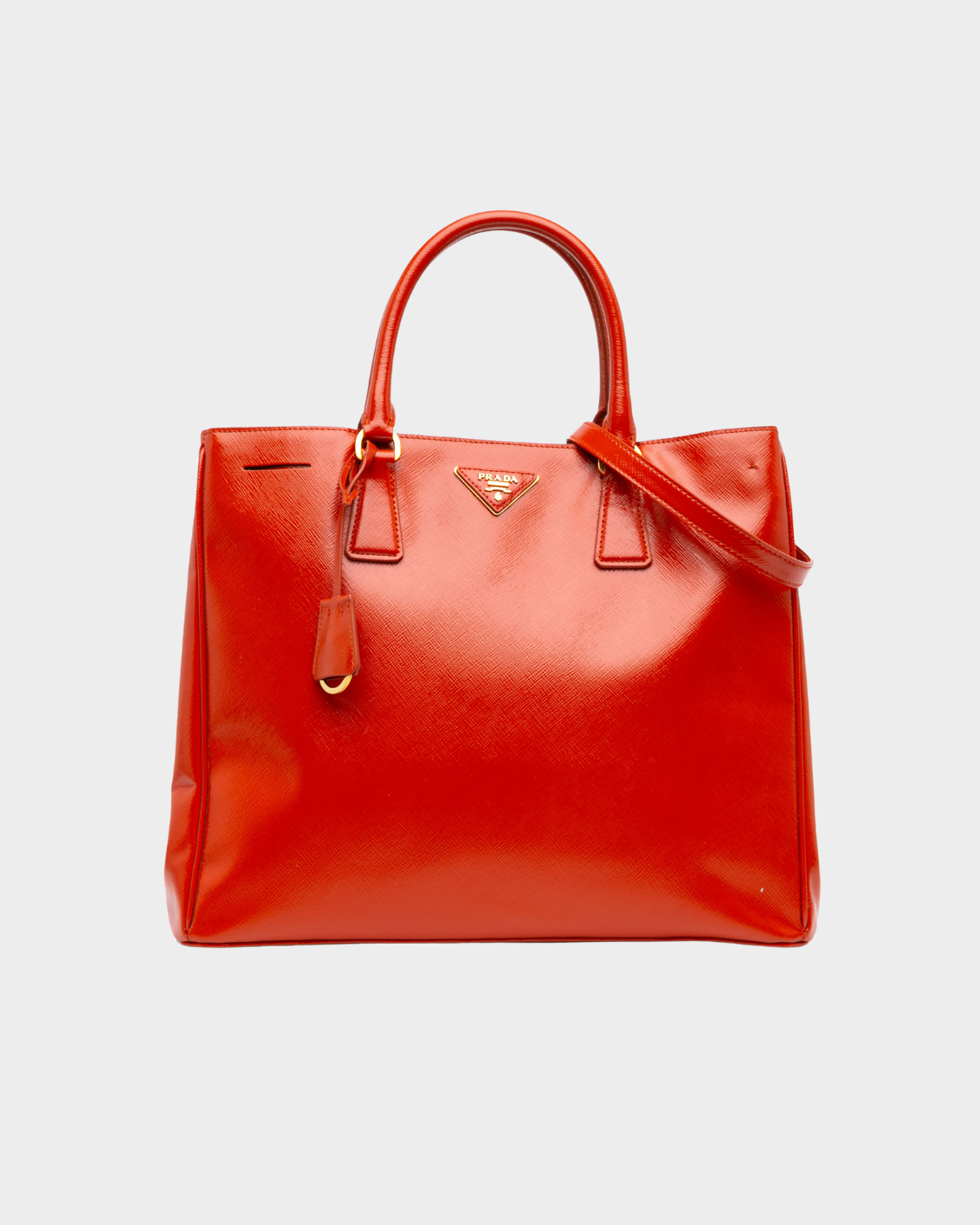 Borsa A Mano Saffiano In Vernice Rossa Con Tracolla