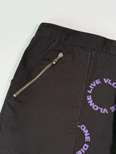 Black Pants With Purple Print And Utility Details -  | dBlank