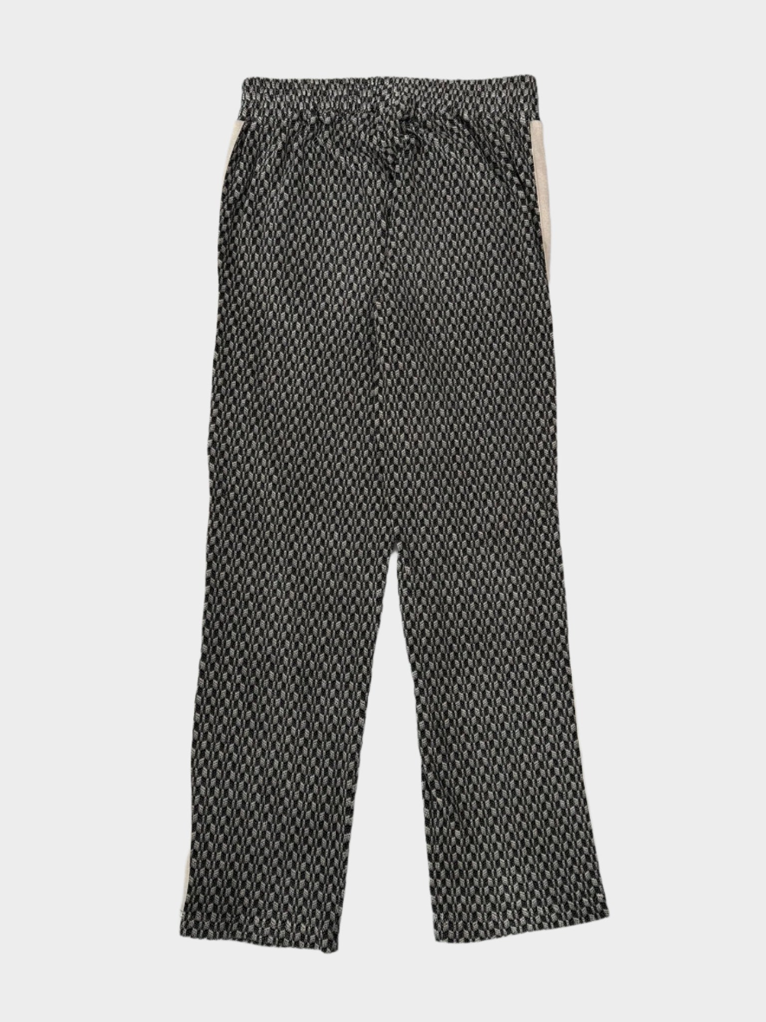 Pantaloni A Fantasia Geometrica Con Bande Laterali Beige
