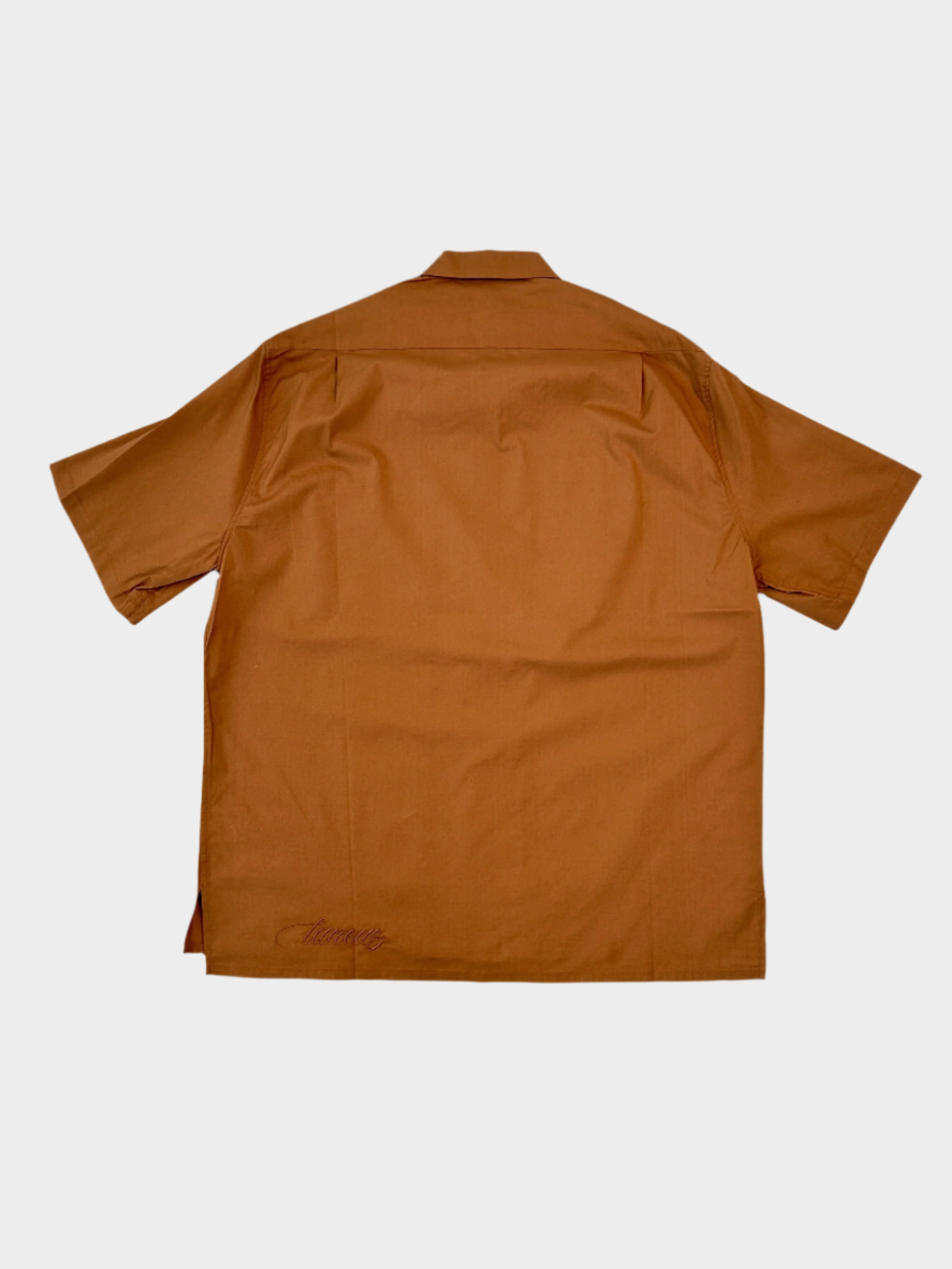 Laneus, camicia tabacco, camicia uomo, camicia estiva, camicia maniche corte, made in Italy