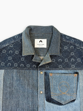 Camicia In Denim Patchwork A Maniche Corte - Blu | dBlank