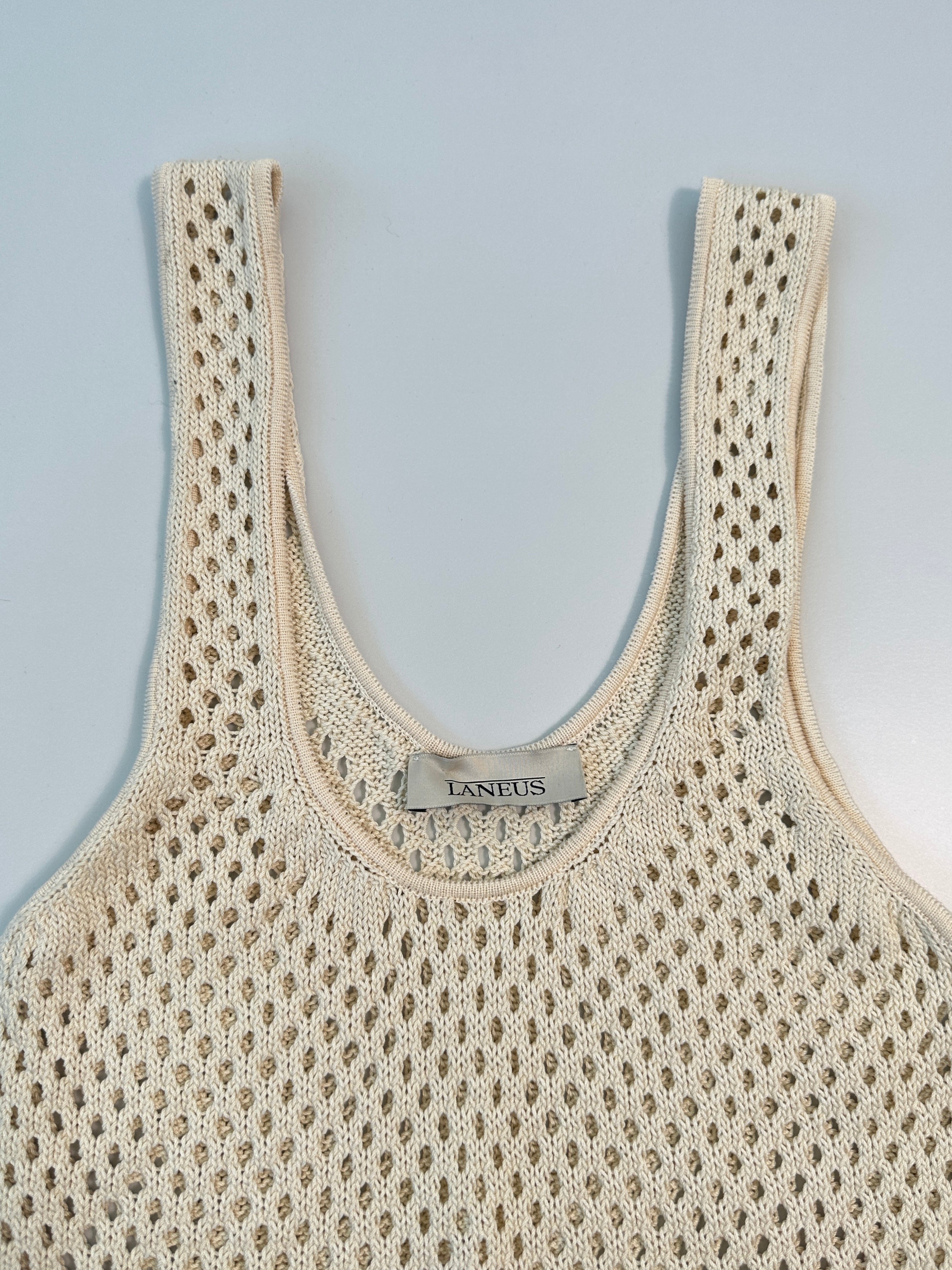 Canotta In Maglia Rete Color Panna