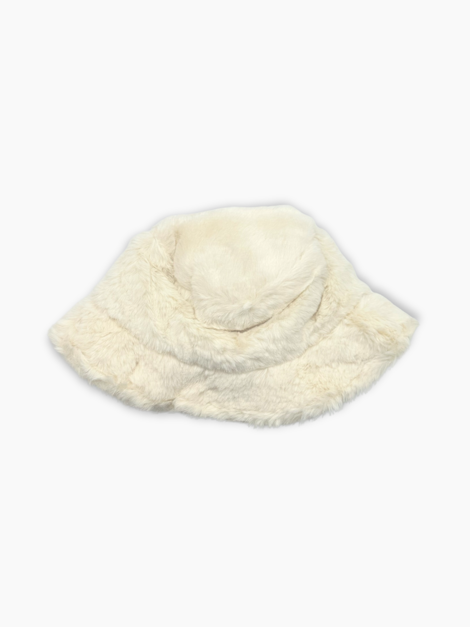 vista retro Cappello Pescatora Bianco In Eco Pelliccia