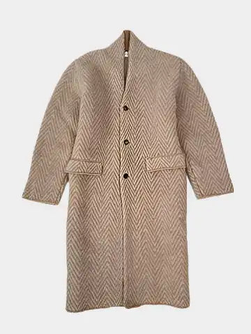 cappotto cammello, cappotto Laneus, cappotto in lana vergine, cappotto lungo, cappotto con motivo chevron, outerwear elegante
