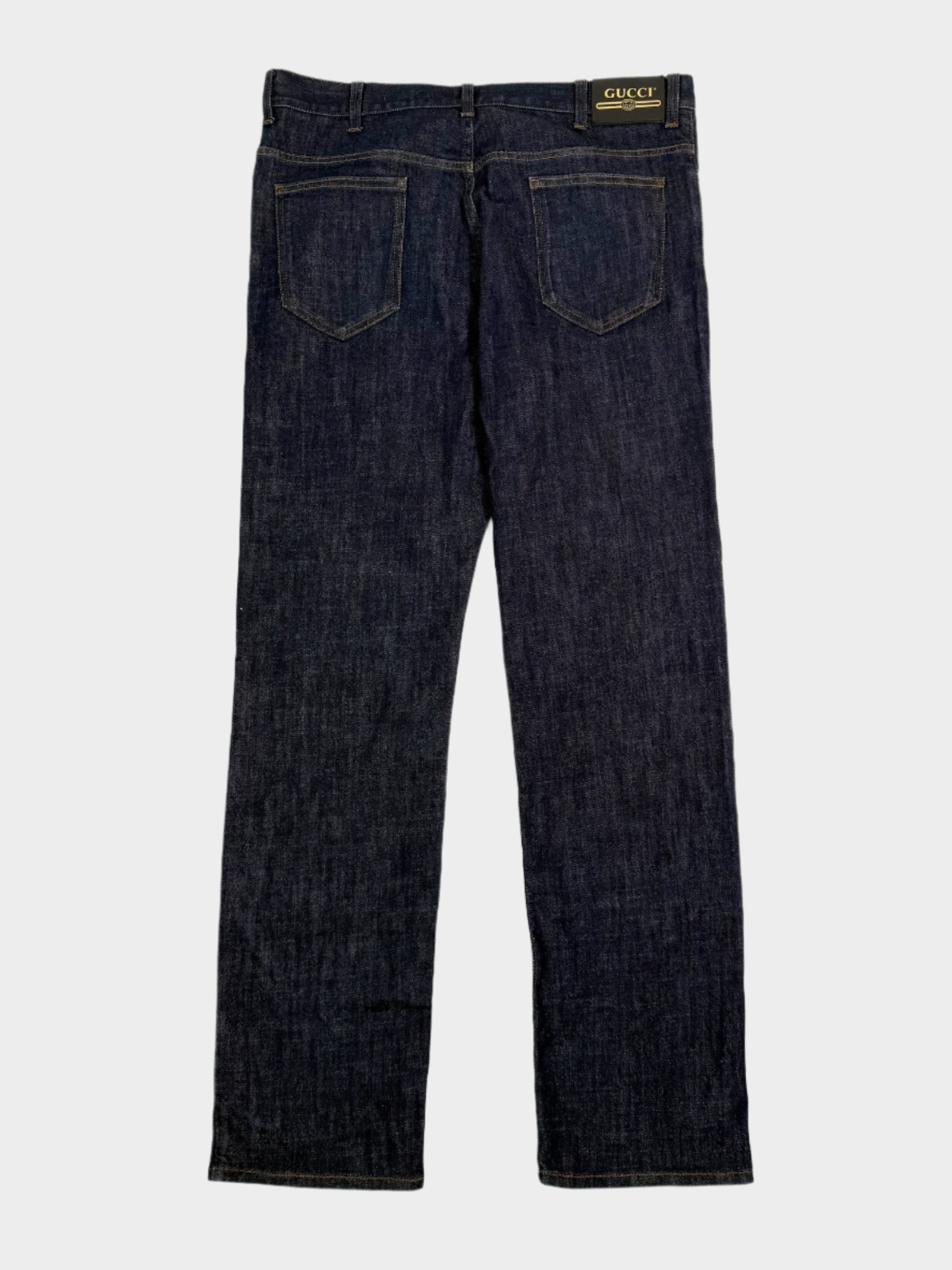 Jeans In Denim Scuro A Gamba Dritta