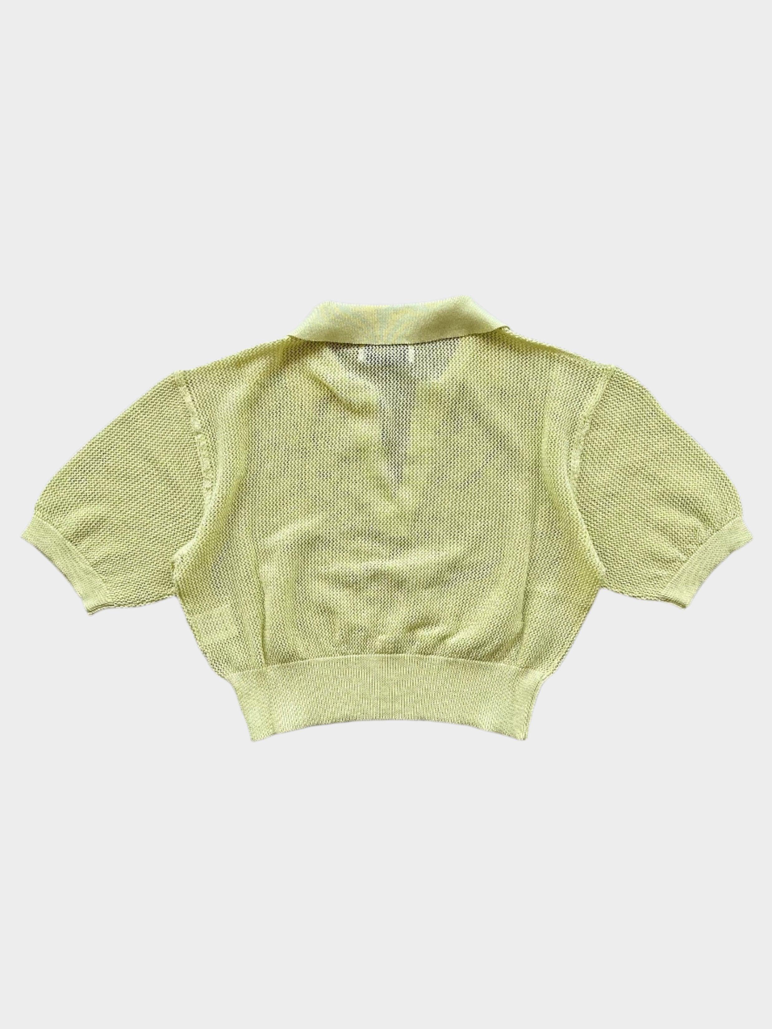 Cropped Mesh Polo Yellow