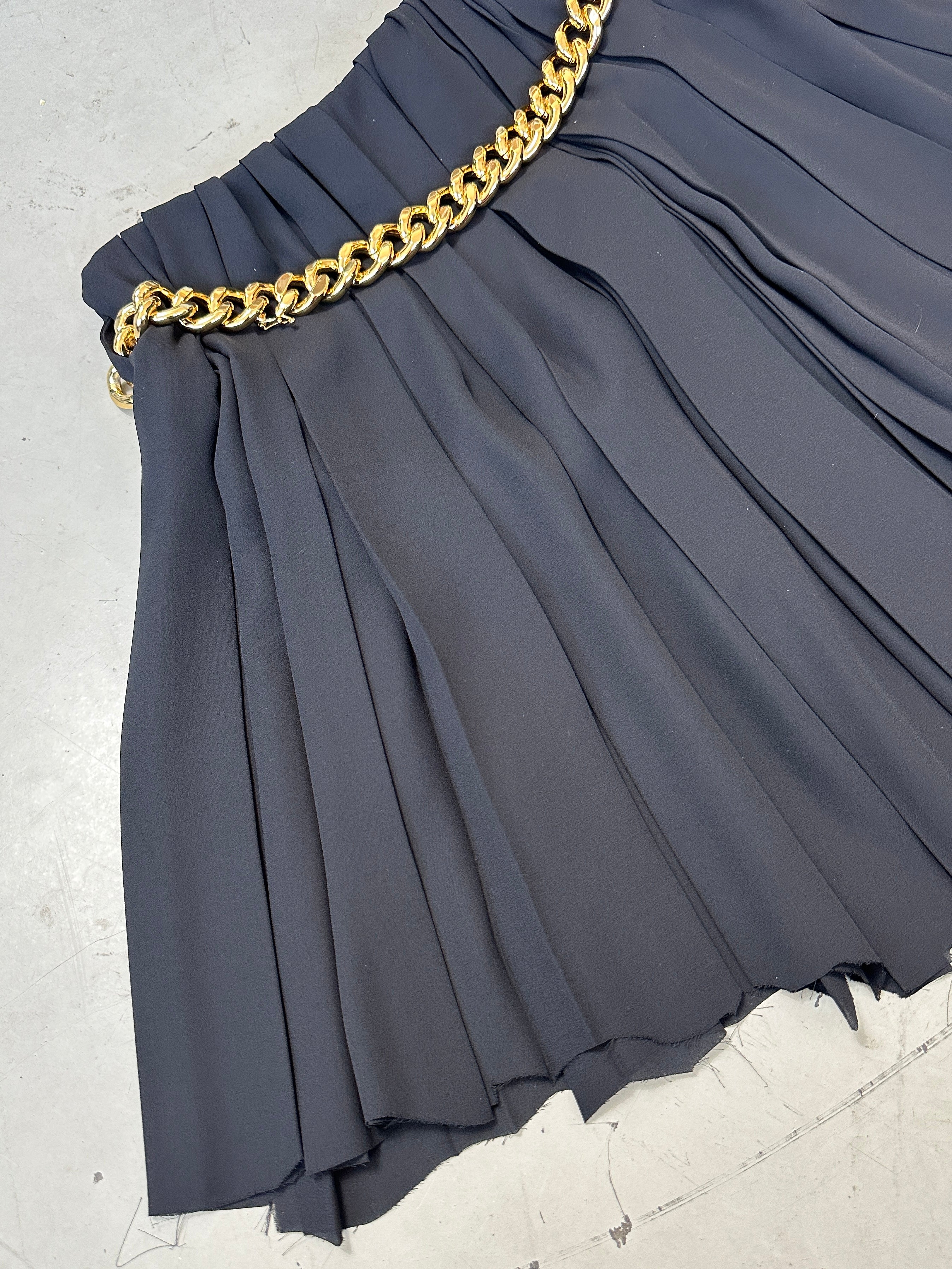 Chain Pleated Mini Skirt