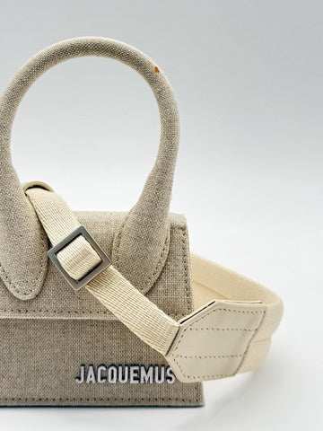 Borsa Le Chiquito Homme Beige Lino Con Manico Rigido