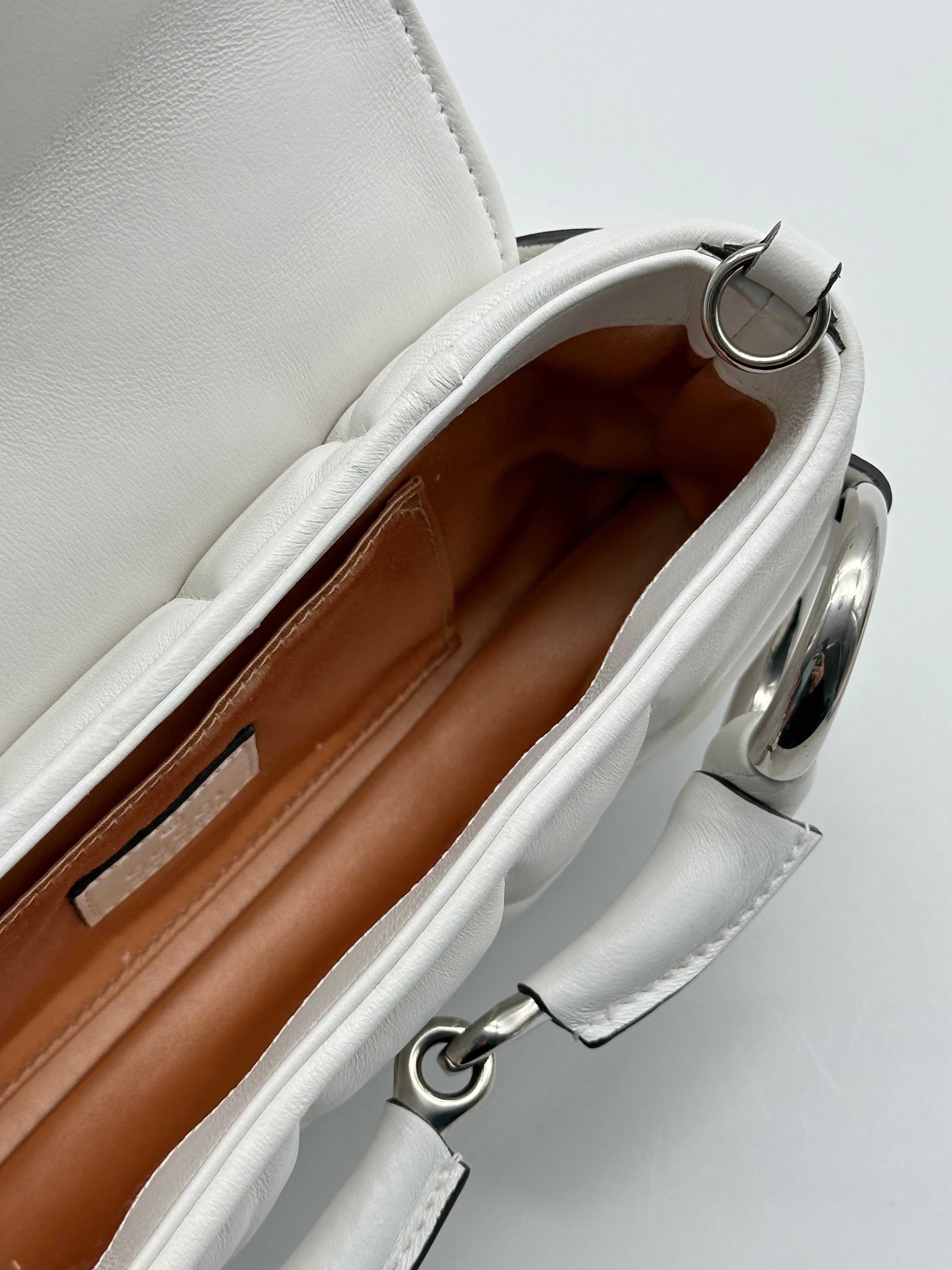 Horsebit Chain White Shoulder Bag