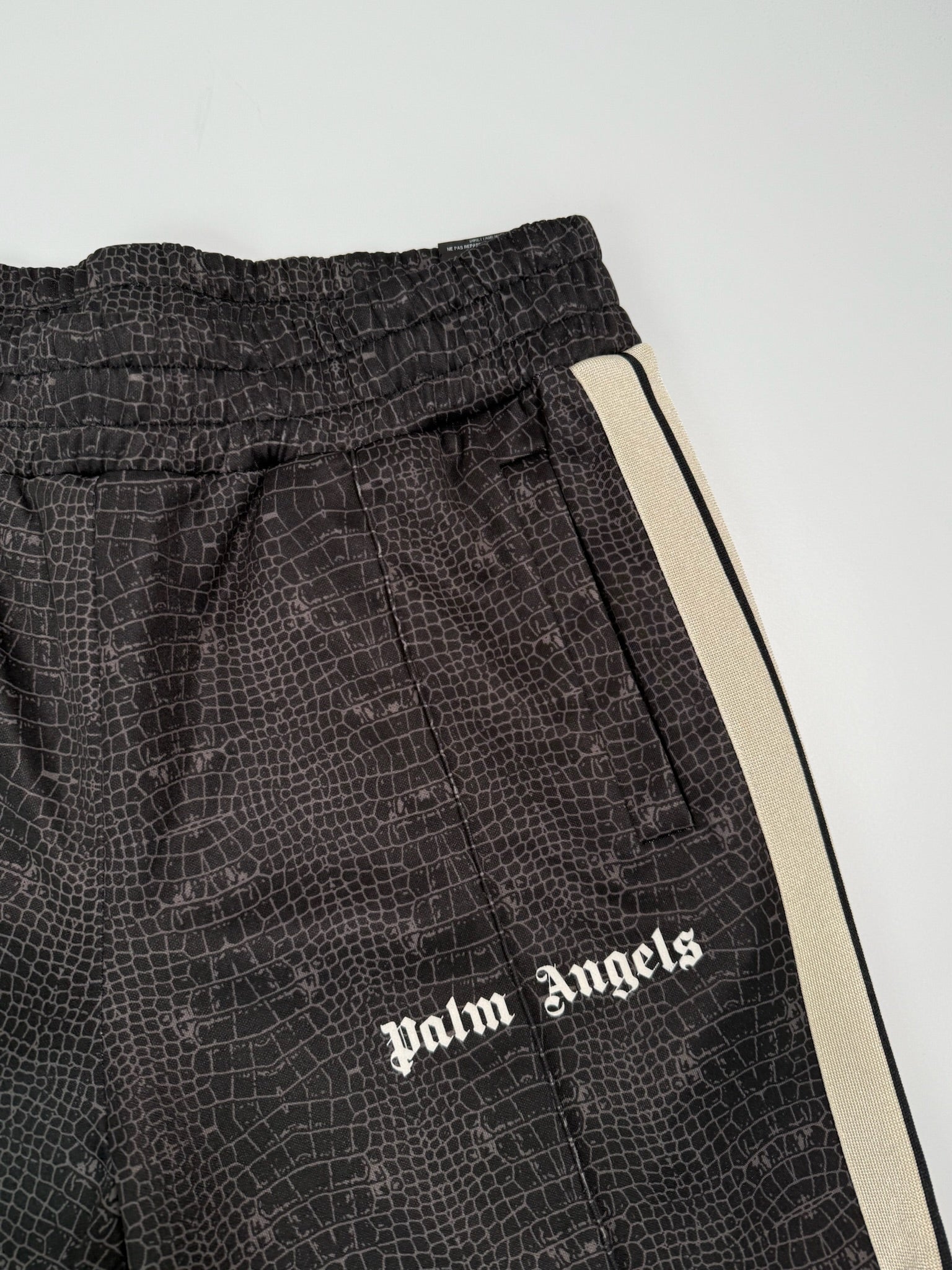 Pantaloni Della Tuta Grigi Effetto Acetato Con Fantasia Pitonata