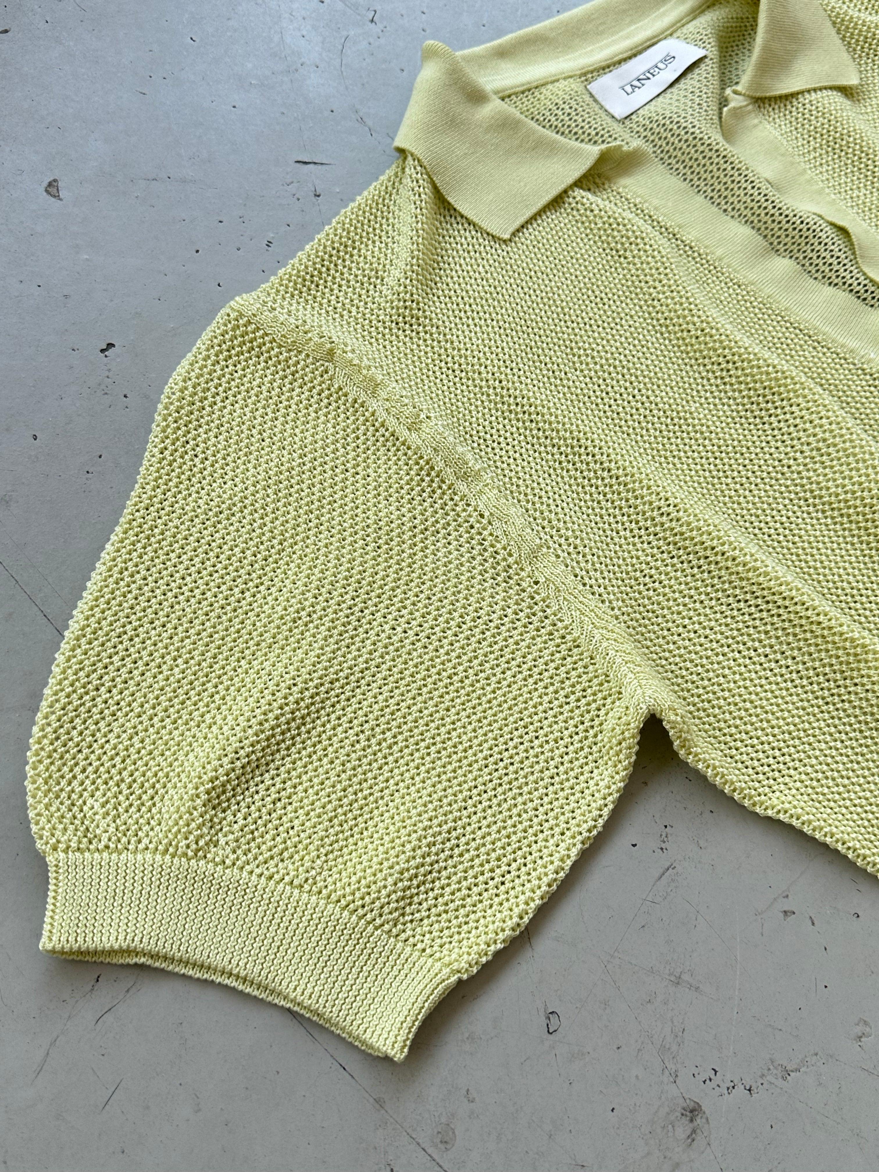 Cropped Mesh Polo Yellow