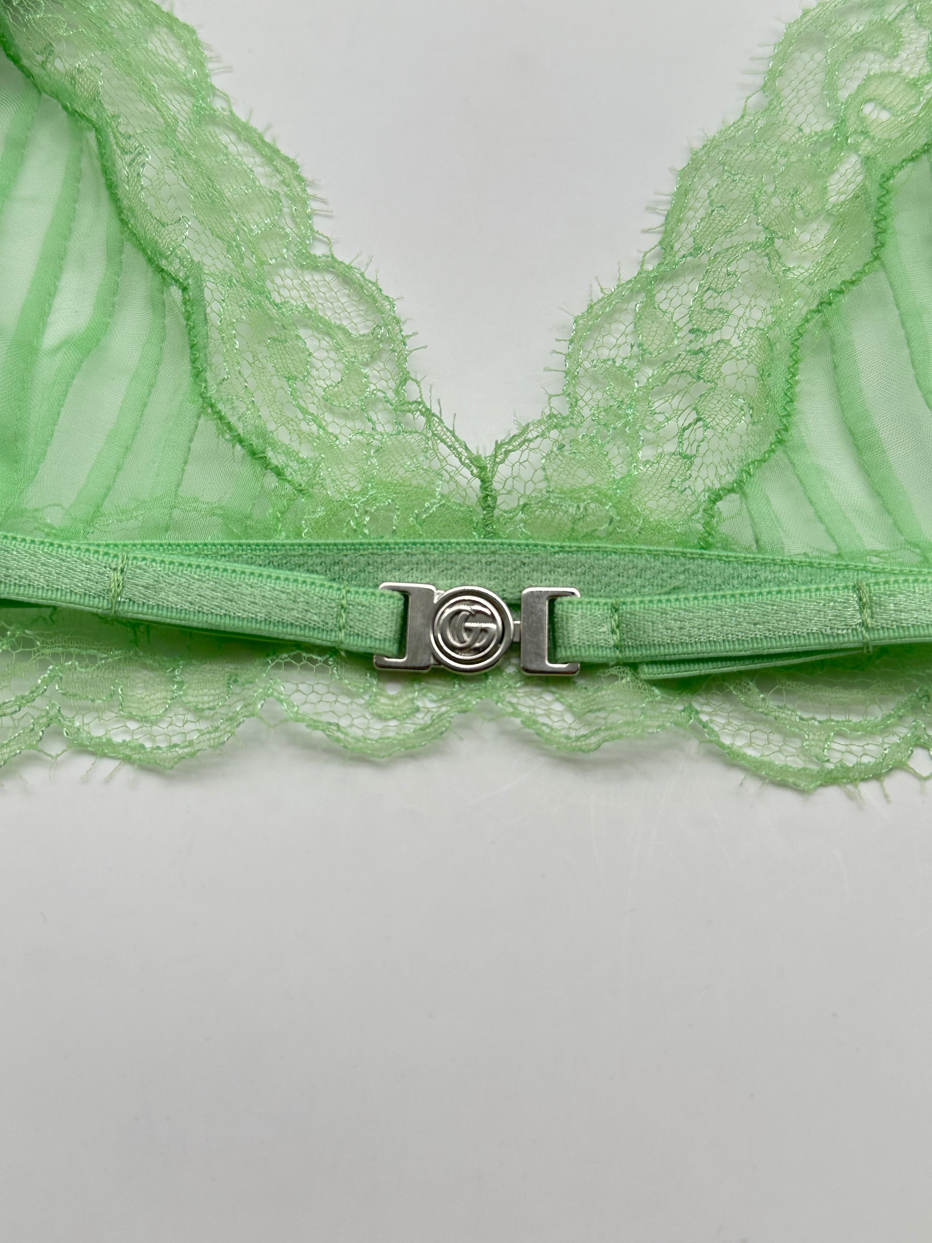 Green lace bra