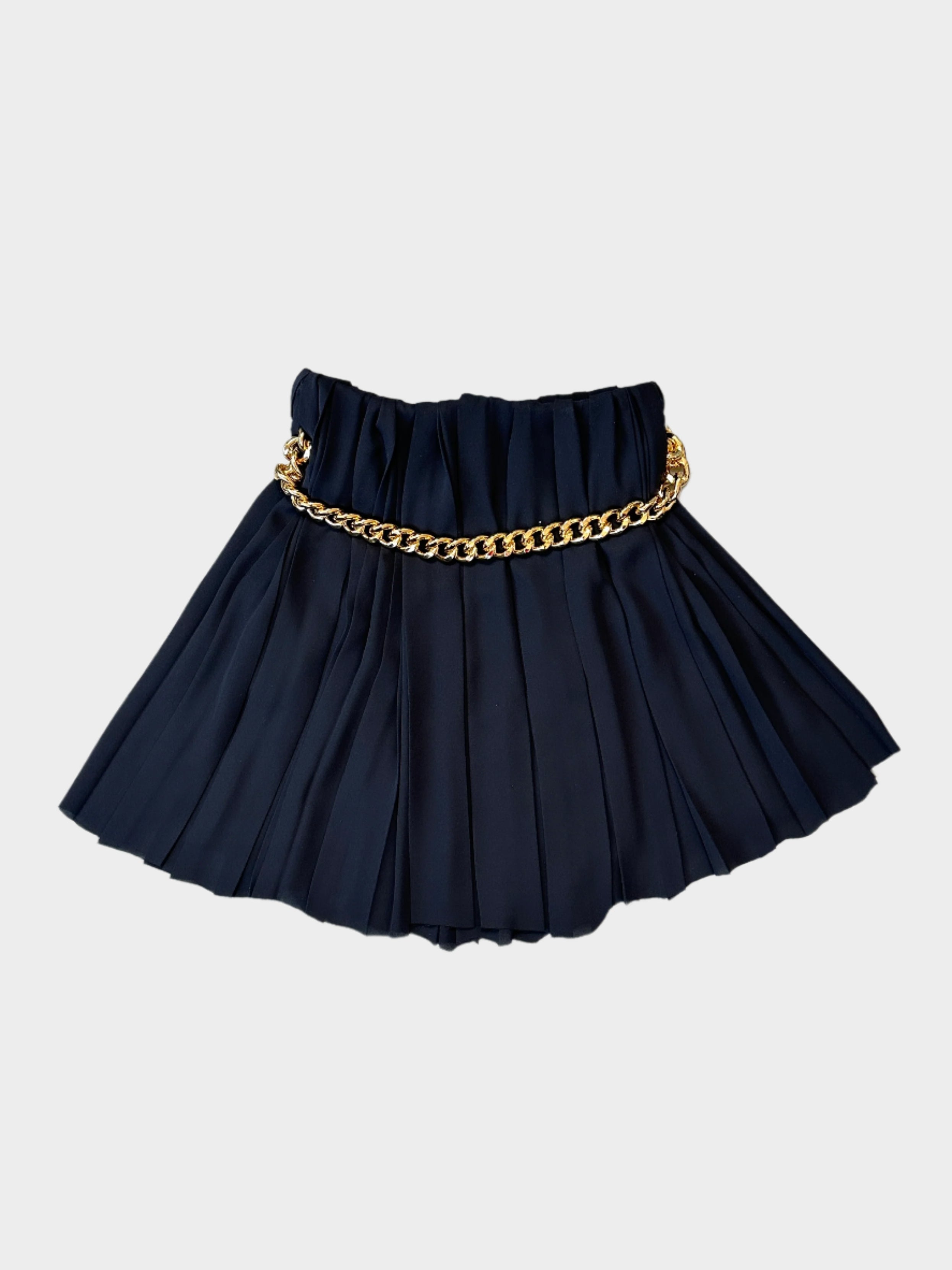 Chain Pleated Mini Skirt