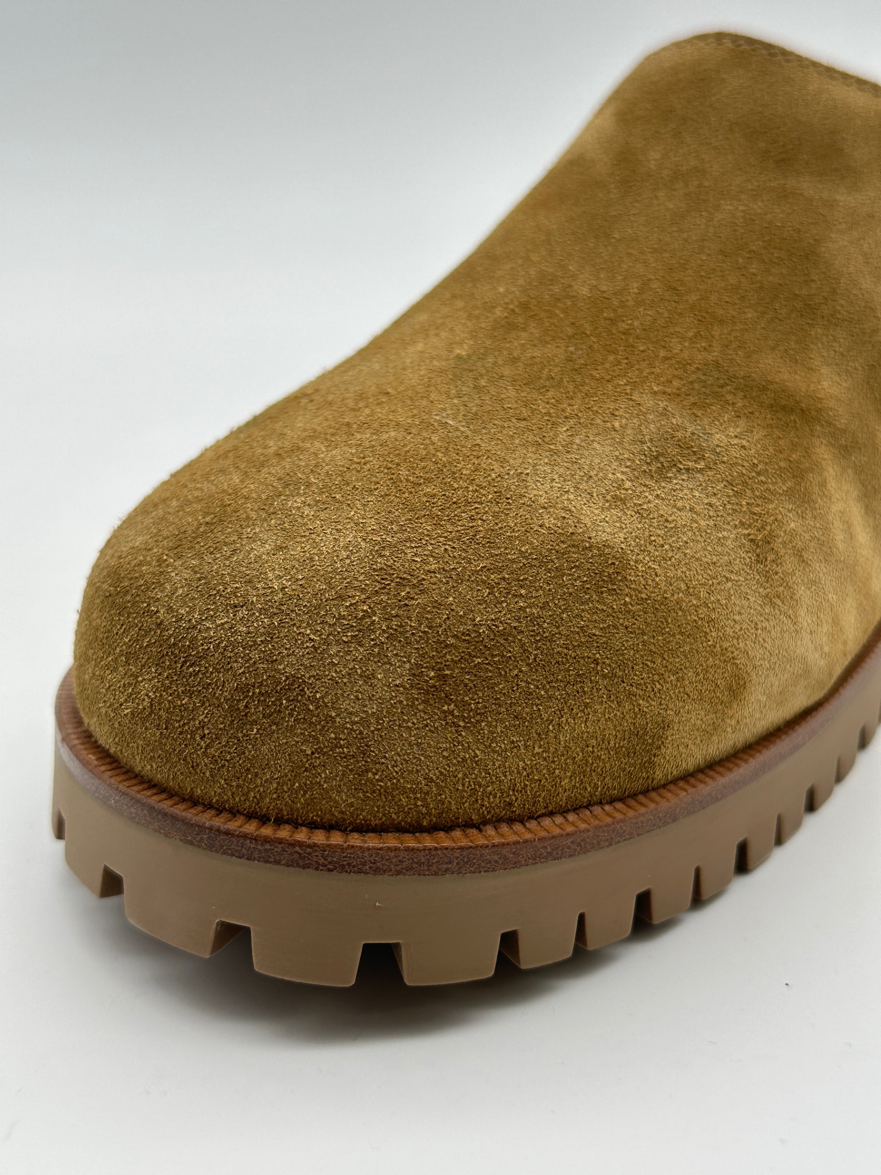 Metal Logo Suede Clogs