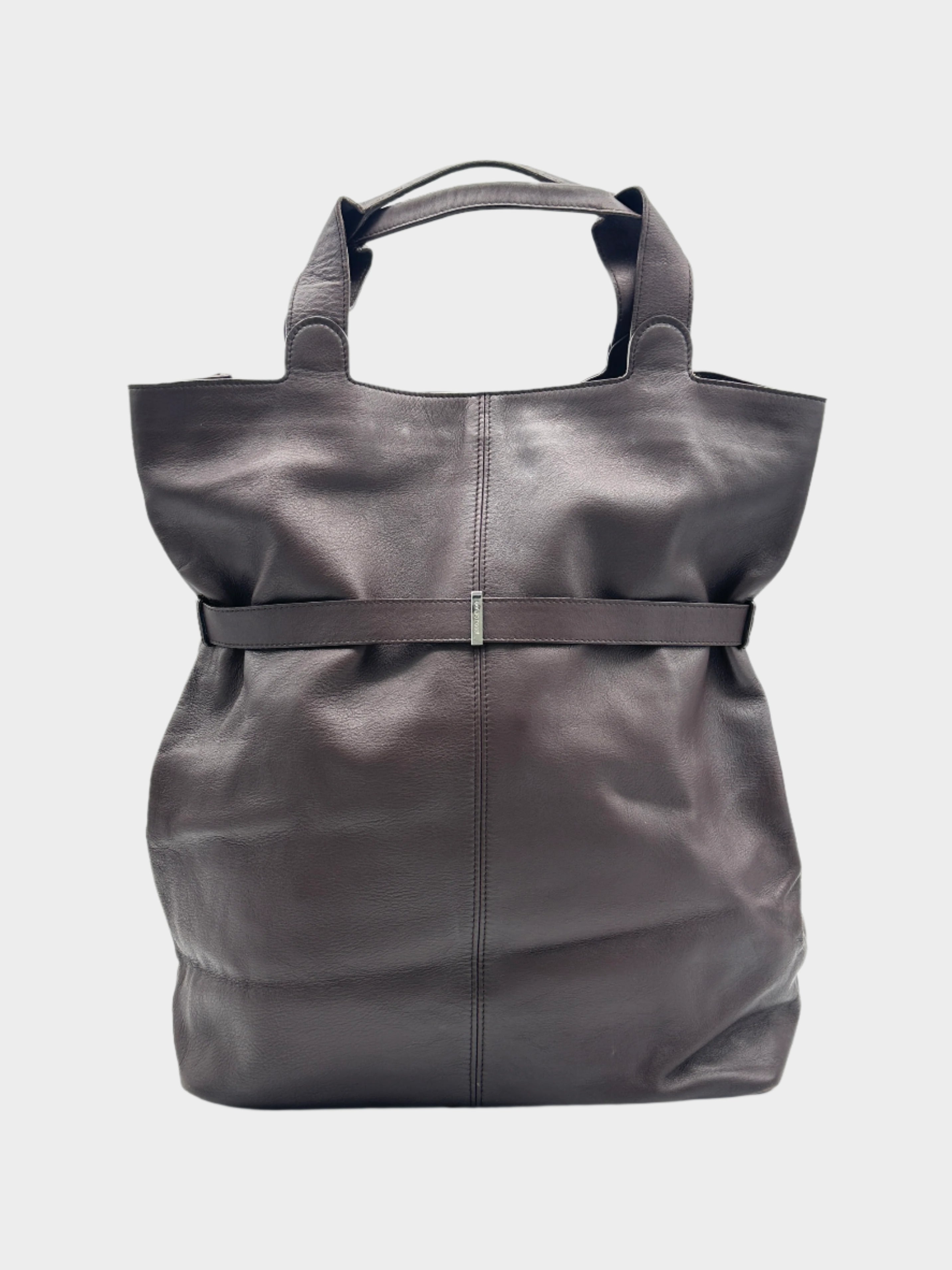 Shopper Bag In Pelle Borgogna