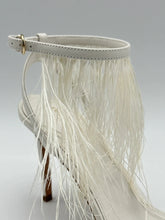 White Feather Fringe Leather Sandals -  | dBlank
